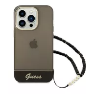   Guess Translucent Pearl Strap Apple iPhone 14 Pro hátlap tok , fekete