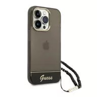   Guess Translucent Pearl Strap Apple iPhone 14 Pro hátlap tok , fekete