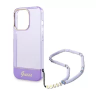   Guess Translucent Pearl Strap Apple iPhone 14 Pro hátlap tok , lila