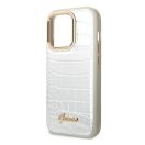 Guess Croco Collection Apple iPhone 14 Pro hátlap tok , ezüst