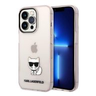   Karl Lagerfeld Transparent Choupette Body Apple iPhone 14 Pro hátlap tok, rózsaszín