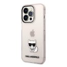 Karl Lagerfeld Transparent Choupette Body Apple iPhone 14 Pro hátlap tok, rózsaszín