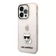   Karl Lagerfeld Transparent Choupette Body Apple iPhone 14 Pro hátlap tok, rózsaszín