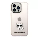 Karl Lagerfeld Transparent Choupette Body Apple iPhone 14 Pro hátlap tok, rózsaszín