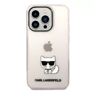   Karl Lagerfeld Transparent Choupette Body Apple iPhone 14 Pro hátlap tok, rózsaszín