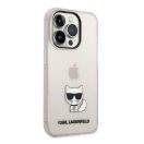 Karl Lagerfeld Transparent Choupette Body Apple iPhone 14 Pro hátlap tok, rózsaszín