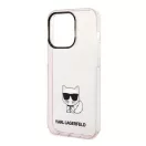 Karl Lagerfeld Transparent Choupette Body Apple iPhone 14 Pro hátlap tok, rózsaszín