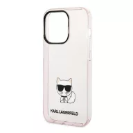   Karl Lagerfeld Transparent Choupette Body Apple iPhone 14 Pro hátlap tok, rózsaszín