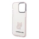 Karl Lagerfeld Transparent Choupette Body Apple iPhone 14 Pro hátlap tok, rózsaszín