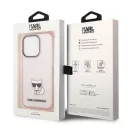 Karl Lagerfeld Transparent Choupette Body Apple iPhone 14 Pro hátlap tok, rózsaszín