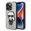 Karl Lagerfeld Glitter Flakes Ikonik Apple iPhone 14 Pro hátlap tok, ezüst
