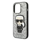 Karl Lagerfeld Glitter Flakes Ikonik Apple iPhone 14 Pro hátlap tok, ezüst