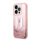 Karl Lagerfeld Liquid Glitter Big KL Apple iPhone 14 Pro hátlap tok, rózsaszín