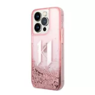   Karl Lagerfeld Liquid Glitter Big KL Apple iPhone 14 Pro hátlap tok, rózsaszín