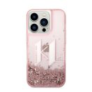 Karl Lagerfeld Liquid Glitter Big KL Apple iPhone 14 Pro hátlap tok, rózsaszín