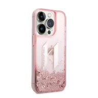   Karl Lagerfeld Liquid Glitter Big KL Apple iPhone 14 Pro hátlap tok, rózsaszín