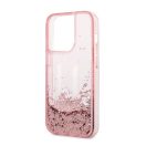 Karl Lagerfeld Liquid Glitter Big KL Apple iPhone 14 Pro hátlap tok, rózsaszín