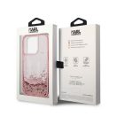 Karl Lagerfeld Liquid Glitter Big KL Apple iPhone 14 Pro hátlap tok, rózsaszín