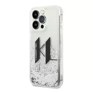  Karl Lagerfeld Liquid Glitter Big KL Apple iPhone 14 Pro hátlap tok, ezüst