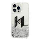 Karl Lagerfeld Liquid Glitter Big KL Apple iPhone 14 Pro hátlap tok, ezüst