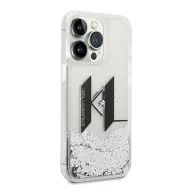   Karl Lagerfeld Liquid Glitter Big KL Apple iPhone 14 Pro hátlap tok, ezüst