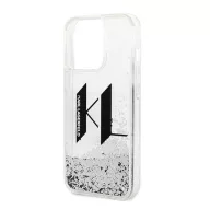   Karl Lagerfeld Liquid Glitter Big KL Apple iPhone 14 Pro hátlap tok, ezüst