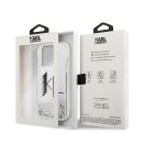 Karl Lagerfeld Liquid Glitter Big KL Apple iPhone 14 Pro hátlap tok, ezüst