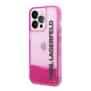 Karl Lagerfeld Liquid Glitter Elong Apple iPhone 14 Pro hátlap tok, rózsaszín
