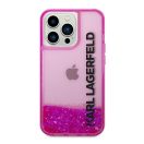 Karl Lagerfeld Liquid Glitter Elong Apple iPhone 14 Pro hátlap tok, rózsaszín