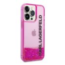 Karl Lagerfeld Liquid Glitter Elong Apple iPhone 14 Pro hátlap tok, rózsaszín