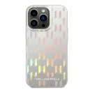 Karl Lagerfeld Monogram Iridescent Apple iPhone 14 Pro hátlap tok, ezüst