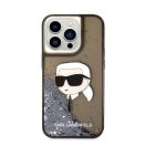 Karl Lagerfeld Glitter Karl Head Apple iPhone 14 Pro hátlap tok, fekete