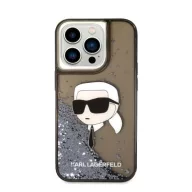   Karl Lagerfeld Glitter Karl Head Apple iPhone 14 Pro hátlap tok, fekete