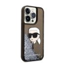 Karl Lagerfeld Glitter Karl Head Apple iPhone 14 Pro hátlap tok, fekete