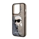 Karl Lagerfeld Glitter Karl Head Apple iPhone 14 Pro hátlap tok, fekete