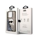 Karl Lagerfeld Glitter Karl Head Apple iPhone 14 Pro hátlap tok, fekete