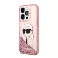   Karl Lagerfeld Glitter Karl Head Apple iPhone 14 Pro hátlap tok, rózsaszín