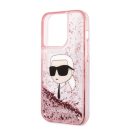 Karl Lagerfeld Glitter Karl Head Apple iPhone 14 Pro hátlap tok, rózsaszín