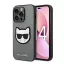 Karl Lagerfeld Saffiano Choupette Head Patch Apple iPhone 14 Pro hátlap tok, ezüst