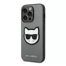 Karl Lagerfeld Saffiano Choupette Head Patch Apple iPhone 14 Pro hátlap tok, ezüst