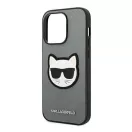 Karl Lagerfeld Saffiano Choupette Head Patch Apple iPhone 14 Pro hátlap tok, ezüst