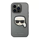 Karl Lagerfeld Saffiano Karl's Head Patch Apple iPhone 14 Pro hátlap tok, ezüst
