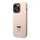 Karl Lagerfeld Silicone Choupette Body Apple iPhone 14 Pro hátlap tok, halvány rózsaszín