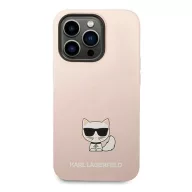   Karl Lagerfeld Silicone Choupette Body Apple iPhone 14 Pro hátlap tok, halvány rózsaszín