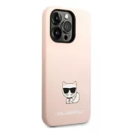   Karl Lagerfeld Silicone Choupette Body Apple iPhone 14 Pro hátlap tok, halvány rózsaszín