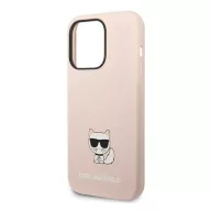   Karl Lagerfeld Silicone Choupette Body Apple iPhone 14 Pro hátlap tok, halvány rózsaszín