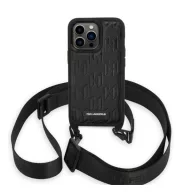   Karl Lagerfeld Monogram Plaque Logo Apple iPhone 14 Pro hátlap tok, fekete