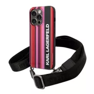   Karl Lagerfeld Color Stripes Strap Apple iPhone 14 Pro hátlap tok, rózsaszín