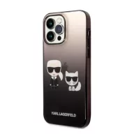   Karl Lagerfeld Gradient Ikonik Karl & Choupette Apple iPhone 14 Pro hátlap tok, fekete