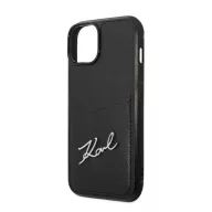   Karl Lagerfeld Signature Logo Cardslot Apple iPhone 14 Plus hátlap tok, fekete